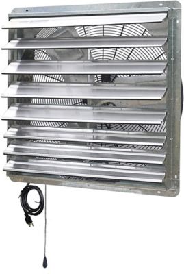 Image showing  30 in. 2-Speed Shutter Exhaust Attic Garage Grow Fan, 5,100 CFM, Ventilation Fan with Thermostat, 6 ft. Long