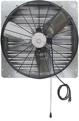 Image showing  30 in. 2-Speed Shutter Exhaust Attic Garage Grow Fan, 5,100 CFM, Ventilation Fan with Thermostat, 6 ft. Long