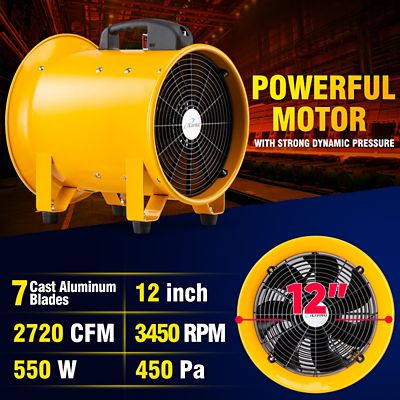 Image showing  12 in. Utility Blower Exhaust Warehouse Ventilator Fan, 550W, 3450Rpm, ILG8VF12