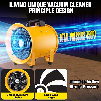 Image showing 6 th iLIVING 12 in. Utility Blower Exhaust Warehouse Ventilator Fan, 550W, 3450Rpm, ILG8VF12