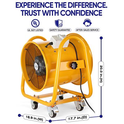 Image showing 5 th iLIVING 16 in. Indoor Utility Blower Exhaust Warehouse Ventilator Fan, 1,200W, 3450 RPM
