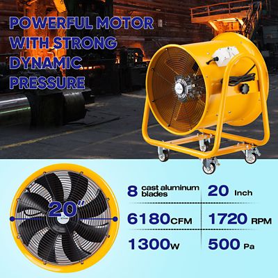 Image showing  20 in. Utility Blower Exhaust Warehouse Ventilator Fan, 1300W, 1720Rpm, ILG8VF20