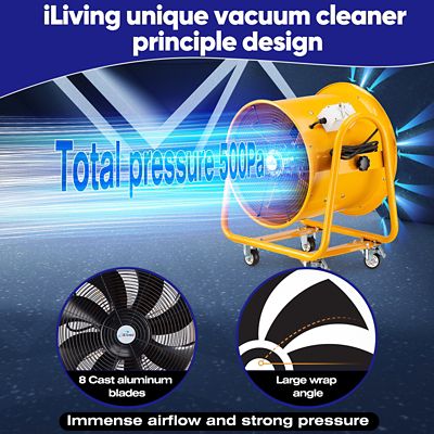 Image showing 6 th iLIVING 20 in. Utility Blower Exhaust Warehouse Ventilator Fan, 1300W, 1720Rpm, ILG8VF20