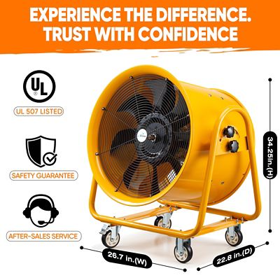 Image showing 5 th iLIVING 24 in. Utility Blower Exhaust Warehouse Ventilator Fan, 2000W, 1720Rpm, ILG8VF24