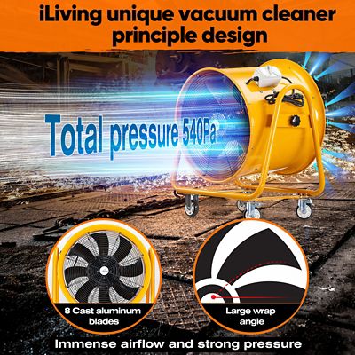 Image showing 6 th iLIVING 24 in. Utility Blower Exhaust Warehouse Ventilator Fan, 2000W, 1720Rpm, ILG8VF24