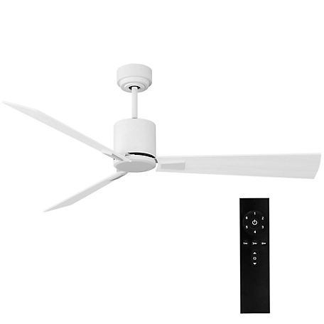iLIVING 52 in. Quiet BLDC Indoor Ceiling Fan with Remote Control, 3 Blades 6 Speeds, 5650 Cfm, White/Wood Finish, ILG8CF52W