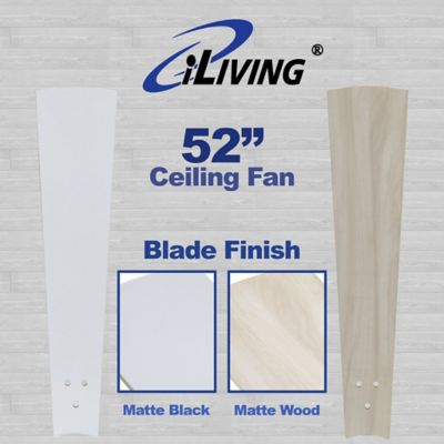 Image showing  52 in. Quiet BLDC Indoor Ceiling Fan with Remote Control, 3 Blades 6 Speeds, 5650 Cfm, White/Wood Finish