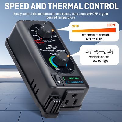 Image showing  18 in. Variable-Speed Wall Mounted Shutter Exhaust Fan, 1,736 CFM, Automatic Shutter, with Thermostat and Controller