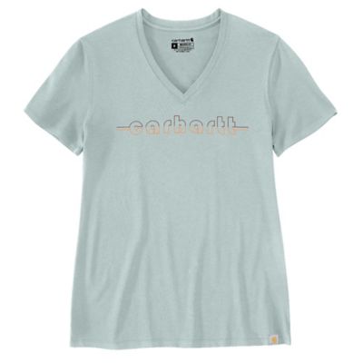 Carhartt Women's TENCEL Relaxed Fit Lightweight Carhartt Graphic V-Neck Short-Sleeve T-Shirt