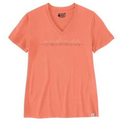 Carhartt Women's TENCEL Relaxed Fit Lightweight Carhartt Graphic V-Neck Short-Sleeve T-Shirt