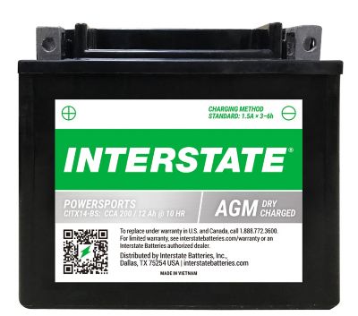 Interstate Batteries 12V 200 CCA Powersport Battery, CITX14-BS