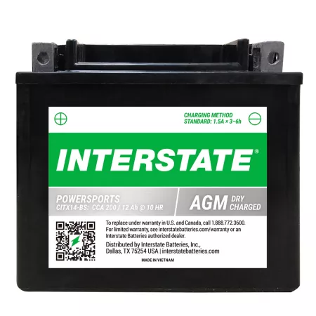 Interstate Batteries Powersport 12V 200CCA Battery CITX14-BS Automotive Batteries