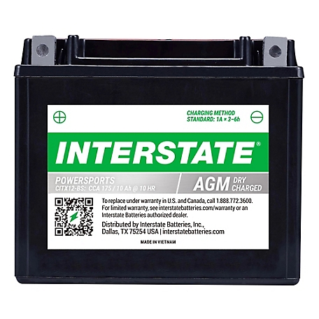 Interstate Batteries Powersports CITX12-BS 175 CCA