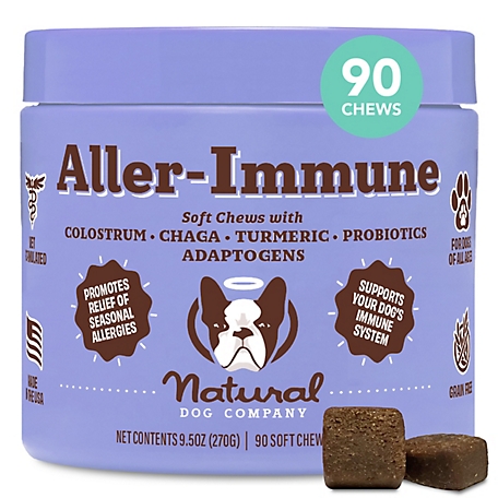 Natural Dog Company Aller-Immune Chews (90 bites), Salmon Flavor With Canine-Specific Probiotics
