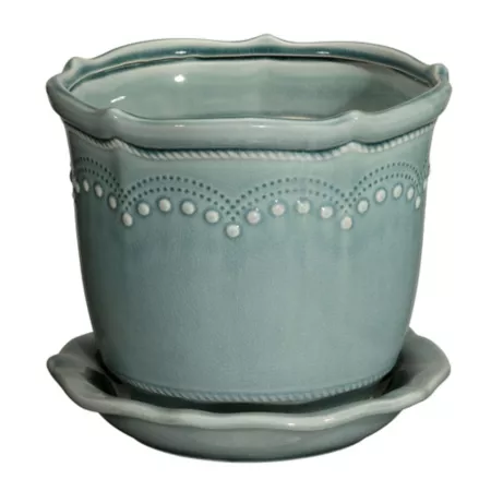 Red Shed Ceramic Planter 14.5 lb Light Blue Planters