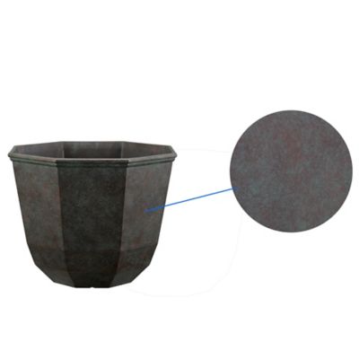 Image showing  6 gal. Plastic Faceted Planter, 15 in., Verdigris