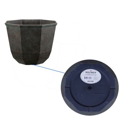Image showing  6 gal. Plastic Faceted Planter, 15 in., Verdigris