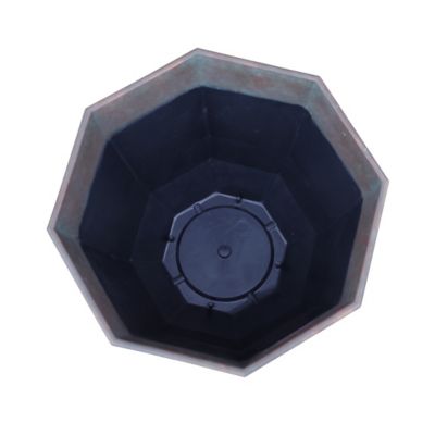 Image showing  6 gal. Plastic Faceted Planter, 15 in., Verdigris