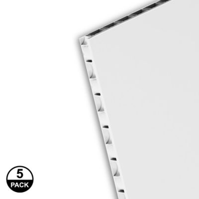 Coroplast 48 in. x 96 in. x 0.197 in. White Bubble-X Twin Wall Plastic Sheet (5 pack), 42D16111