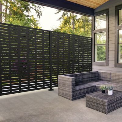 Image showing  3 ft. x 6 ft. Decorative Screen Panel Matte Black Line Post Extension Kit