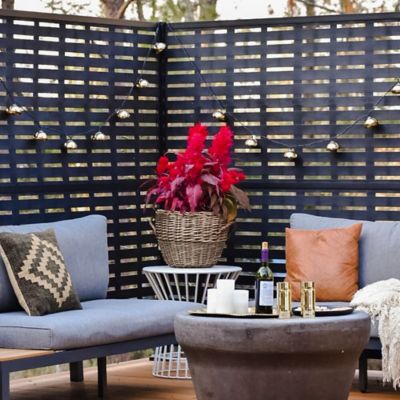 Image showing  3 ft. x 6 ft. Decorative Screen Panel Matte Black Corner Post Extension Kit