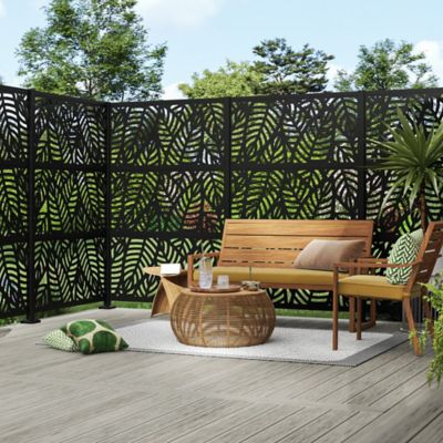Image showing  3 ft. x 6 ft. Decorative Screen Panel Matte Black Corner Post Extension Kit