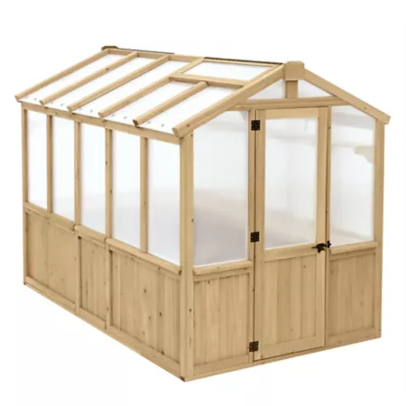 Yardistry 6.7'L x 9.7'W Natural Cedar Chaise Greenhouse Hobby Greenhouses