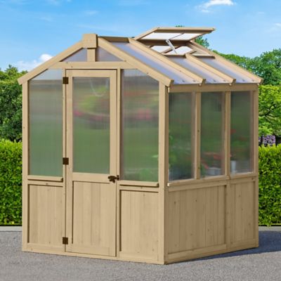Image showing  6.7 ft. L x 6 ft. W Natural Cedar Meridian Greenhouse