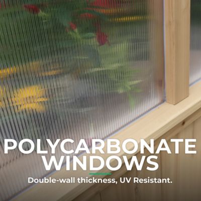 Image showing  6.7 ft. L x 6 ft. W Natural Cedar Meridian Greenhouse