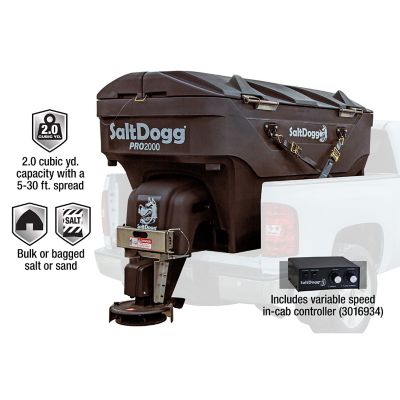 Image showing  SaltDogg 2 Cubic Yard Pro Series Electric Poly Hopper Spreader with Conveyor Chain