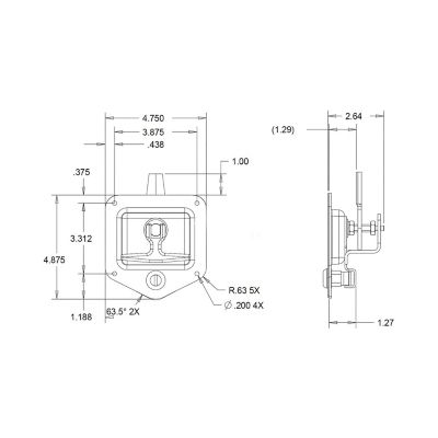 Image showing  Stainless Single Point T-Handle Latch with Mounting Holes