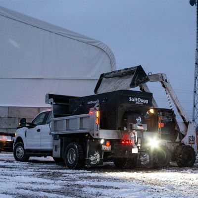 Image showing 7 th Buyers Products SaltDogg 2.5 Cubic Yard Pro Series Electric Poly Hopper Spreader with Conveyor Chain