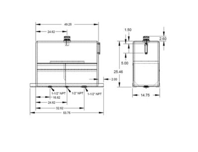 Image showing  70 gal. Upright-Mount Diamond Tread Aluminum Hydraulic Reservoir