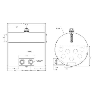 Image showing 8 th Buyers Products 50 gal. Side-Mount Aluminum Hydraulic Reservoir with Rear Ports