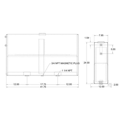 Image showing  35 gal. Upright-Mount Diamond Tread Aluminum Hydraulic Reservoir