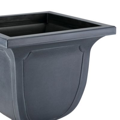 Image showing  61 lb. Plastic Square Planter, 18 in., Black