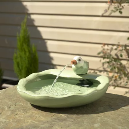 Smart Solar 7.09 in Outdoor Ceramic Solar Bird Fountain Fountains