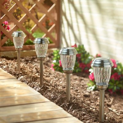 Image showing  12 in. Solar-Powered Charleston Pathway Lights, Pewter, 6-Pack