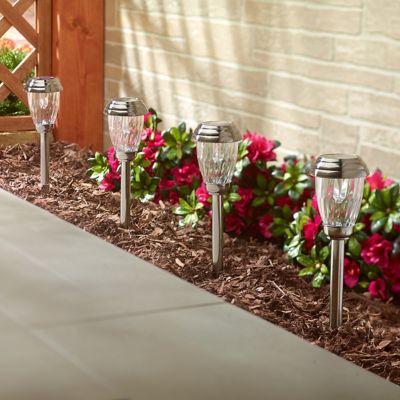 Image showing  12 in. Solar-Powered Charleston Pathway Lights, Pewter, 6-Pack