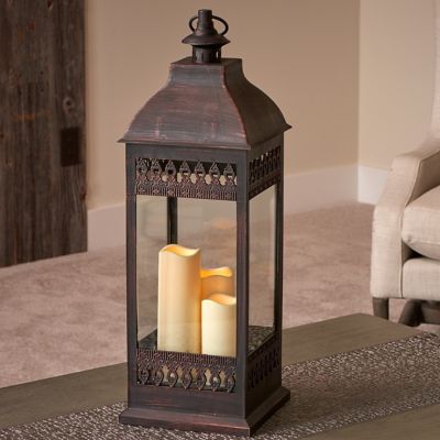 Pebble Lane Living San Nicola 28 in. Triple LED Candle - Antique Bronze