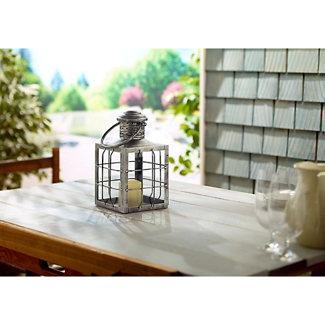 Pebble Lane Living Charles 12 in. LED Candle Lantern - Antique Silver