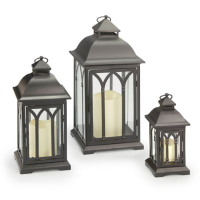 Pebble Lane Living Lombard Metal Lantern Set - Black