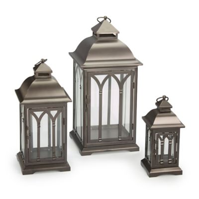 Pebble Lane Living Lombard Metal Lantern Set - Bronze