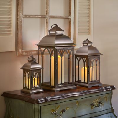 Image showing  Lombard Metal Lantern Set - Bronze