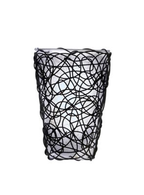 It's Exciting Lighting White Shade with Black Wicker - White & Amber Flicker - Earth Collection