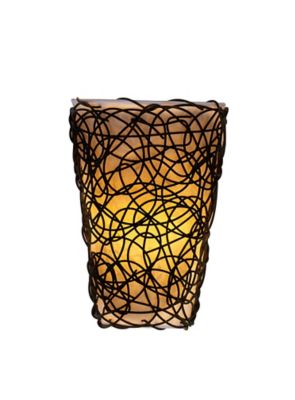 Image showing  White Shade with Black Wicker - White & Amber Flicker - Earth Collection