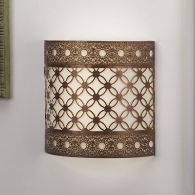 Image showing  Roma Barrel Sconce - White & Amber Flicker - Metal Work Collection