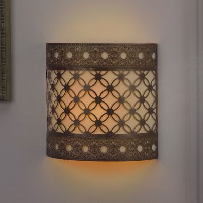 Image showing  Roma Barrel Sconce - White & Amber Flicker - Metal Work Collection