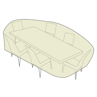 Image showing  110 in. Oval/Rectangle Table Set Cover - Khaki,
