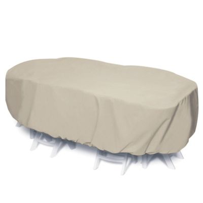 Pebble Lane Living 92 in. Oval/Rectangle Table Set Cover - Khaki,